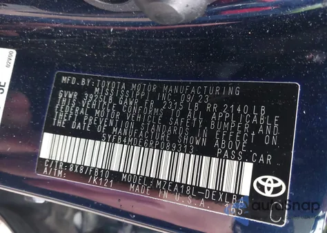 2024 Toyota Corolla Le from USA, damaged, VIN 5YFB4MDE6RP089313